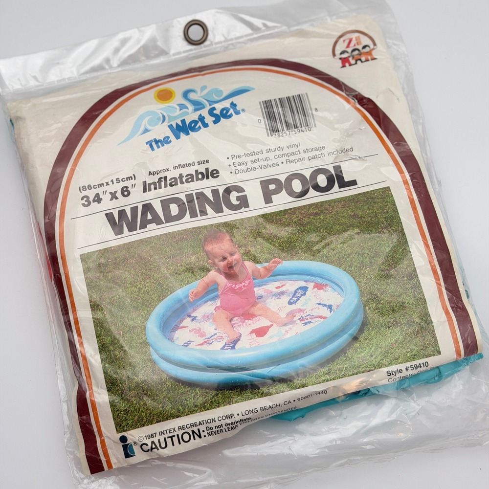 Vintage‎ 1987 Intex The Wet Set 34x6 Inflatable Wading Pool Style 59410 New